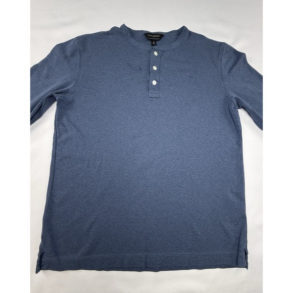 Banana Republic Luxe Touch Henley Shirt Mens M Blue Long Sleeve Performance - Picture 3 of 8